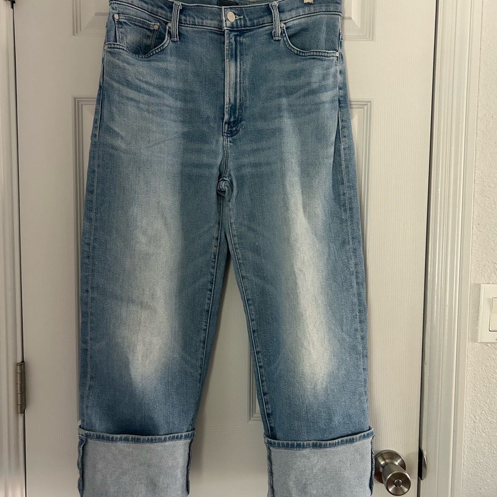 MOTHER High-Rise Wide Leg Jeans in Light Blue Denim (Mediterranean Muse) - Picture 7 of 13